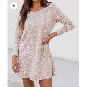 Cream leopard shirt dress